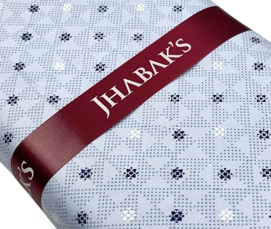 Image of JHABAK'S Unstitched Print Shirt Fabric for Men - Polycotton Material - 2.25 Meter Piece - 36 Inches Cloth - 153