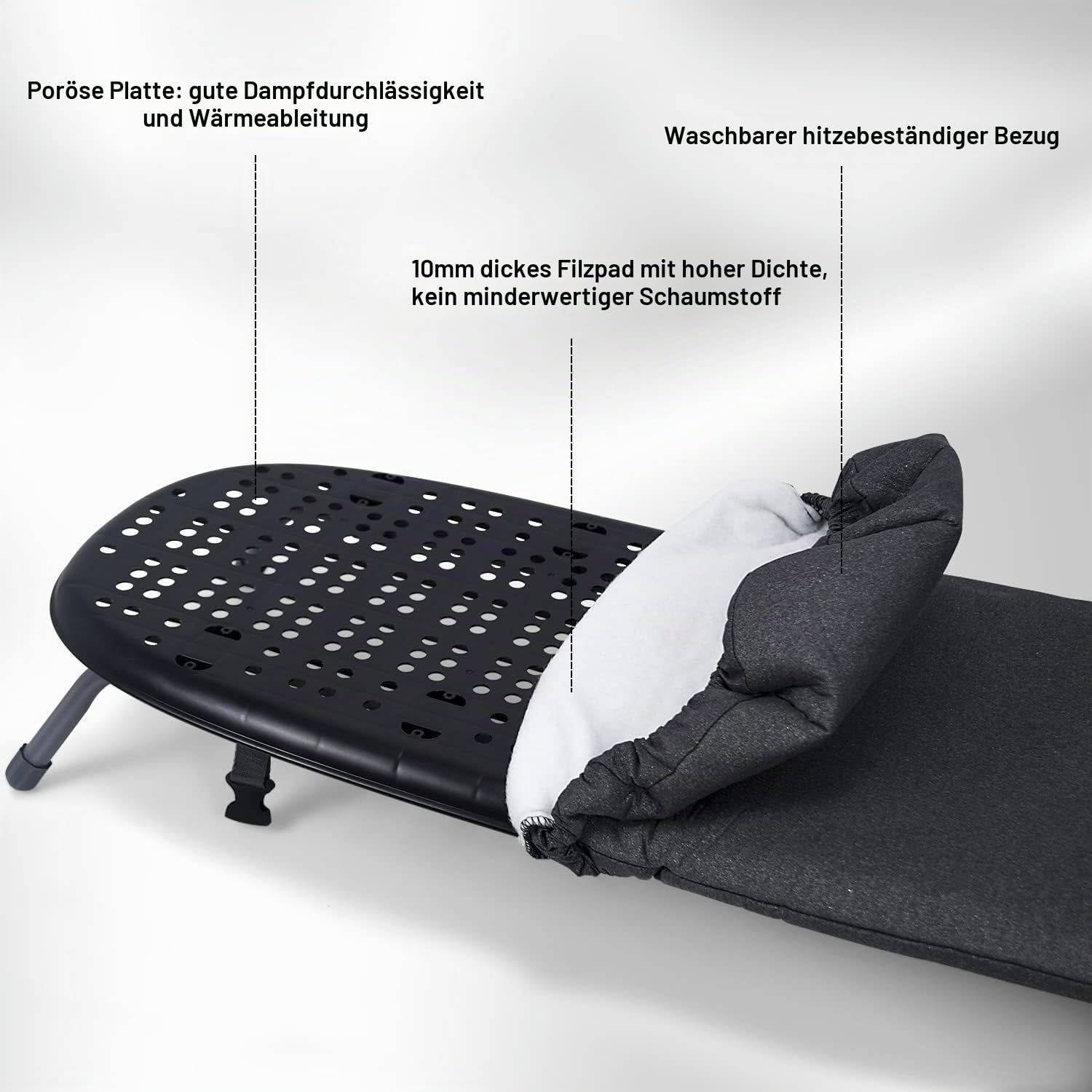 Duwee Bügelbrett Kleines klappbar, zusammenklappbares Bügelbrett mit hitzebeständigem Bezug, tragbar, kompakt und platzsparend, 32 x 82 cm