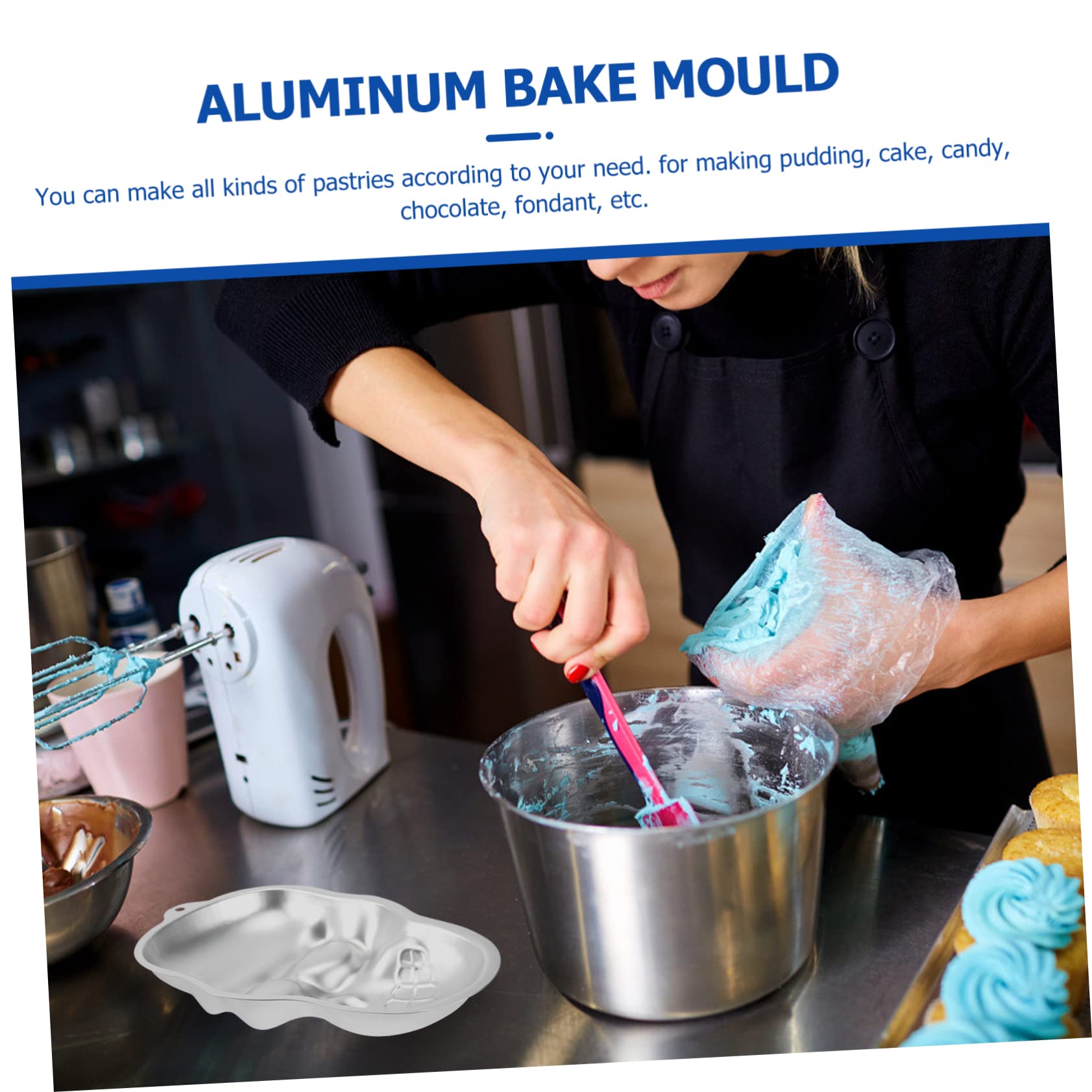 HEMOTON Moules À Gâteau En Aluminium Antiadhésifs En Forme De Crâne Pour Halloween 3 Pièces