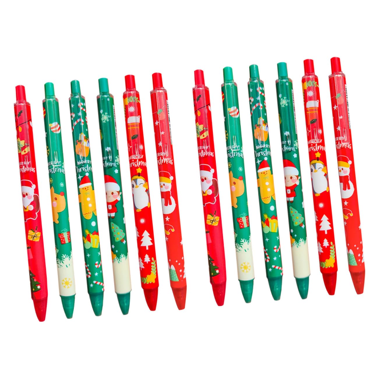 Lot de 12 Stylos à Encre Gel de Noël, Stylo D'écriture Créative en Plastique, Écriture Fluide et Facile, pour Étudiants et Fêtes de Noël Plusieurs styles