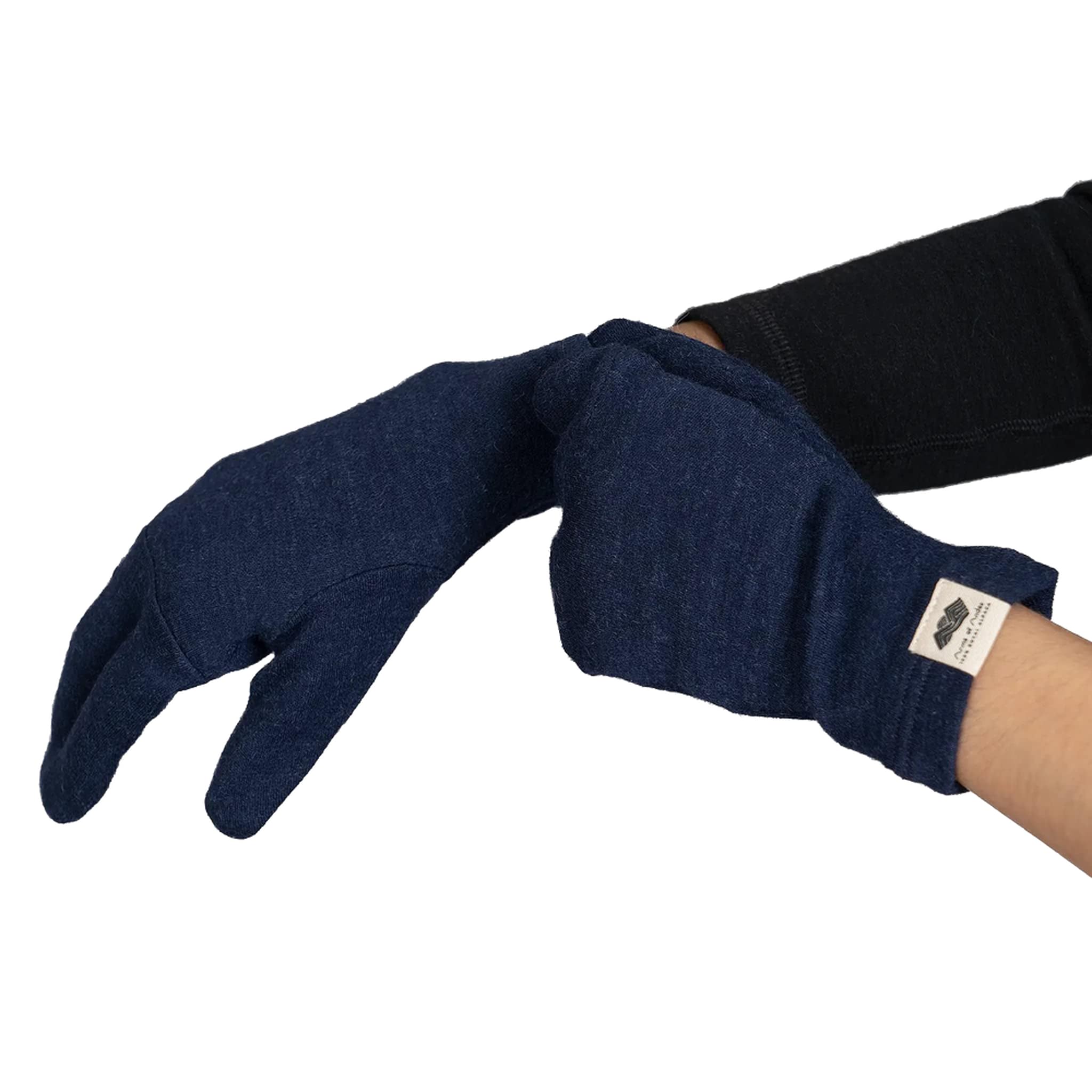 Arms Of Andes Unisex Navy Blue Alpaca Wool Gloves: 300 Lightweight M