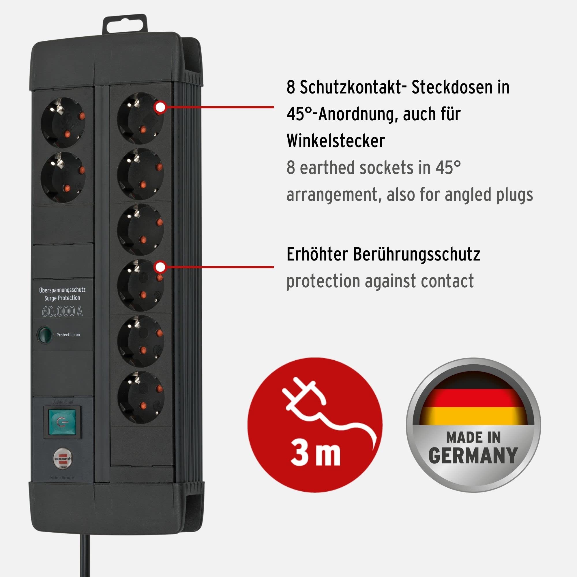 Image secondaire de Multiprise Brennenstuhl Premium-Line 8 Prises avec Protection Surtensions 3m