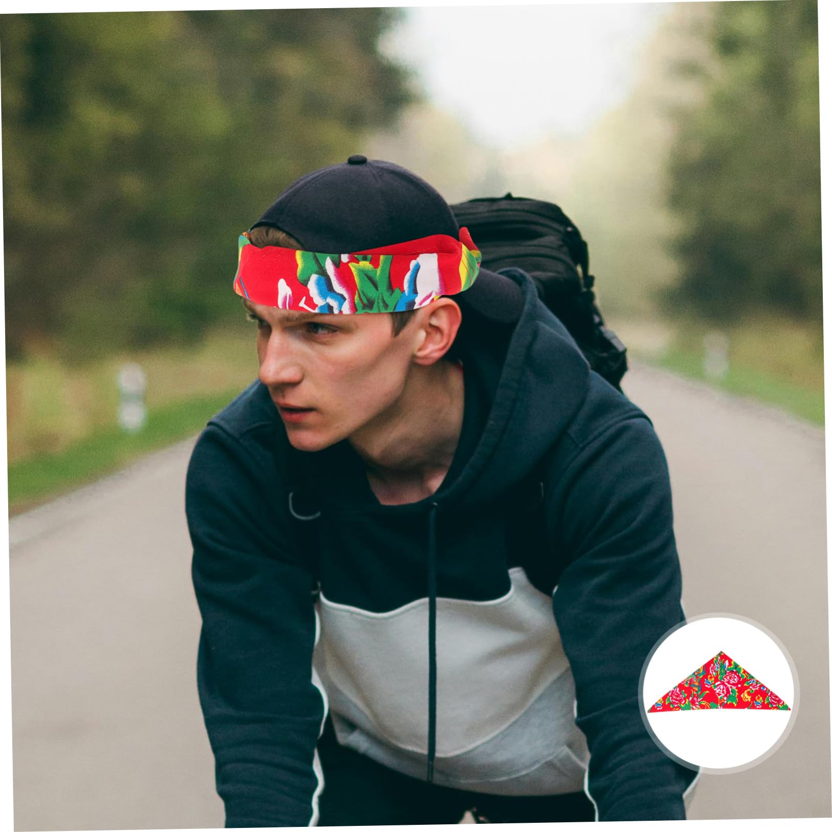 2 Stück Outdoor Radsport Kopftuch Bequemes Radfahren Kopftuch Multifunktions Bandana Dreieckstuch Für Radsport Bandana Für Herren Blumenmuster Reitbandana Trendiges