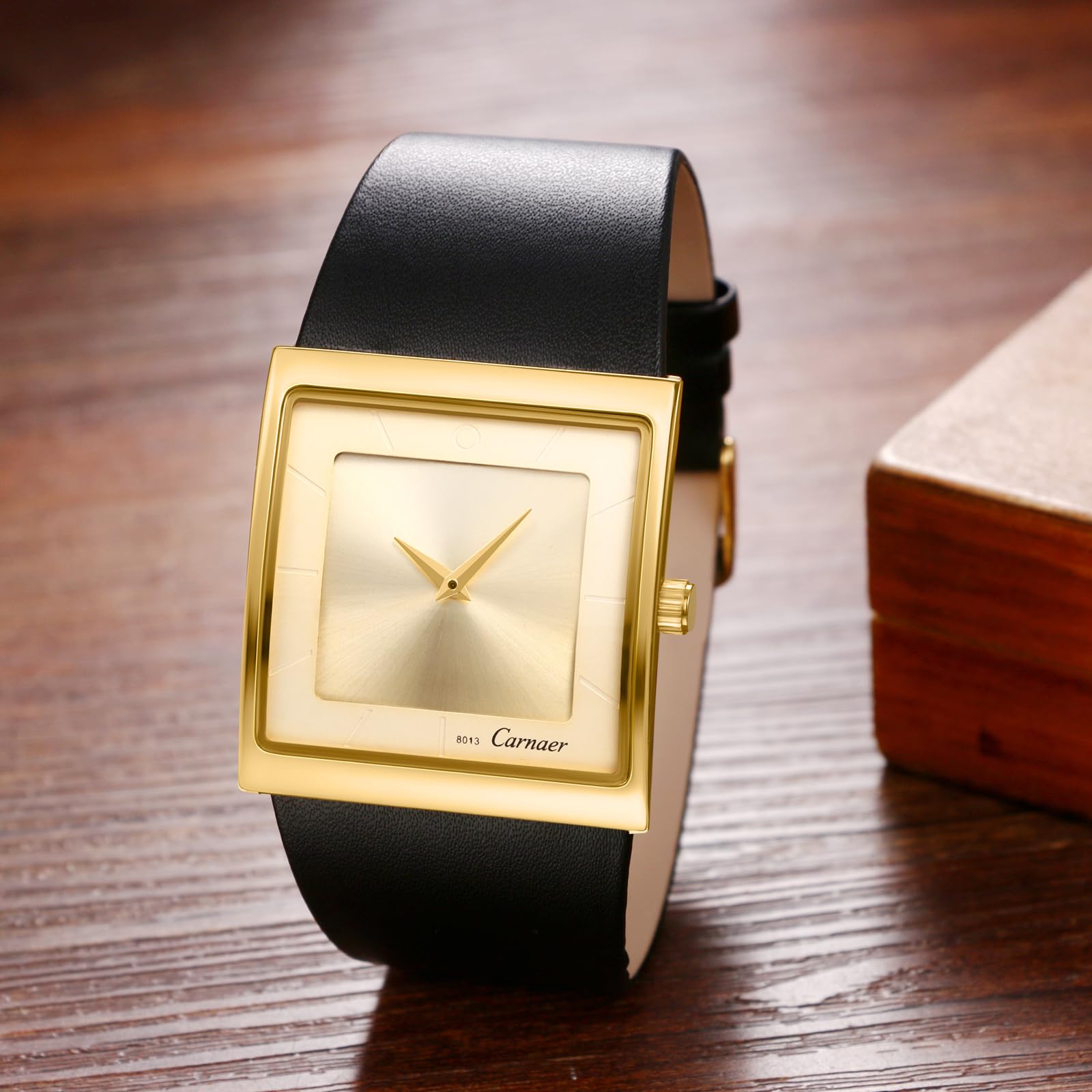 JewelryWe Męski zegarek kwadratowy ze skórzanym paskiem: 5 sztuk, 30 m, wodoszczelny, analogowy, kwarcowy, minimalistyczny, biznesowy, casualowy, zegarek z prawdziwej skóry i kwadratowym cyferblatem