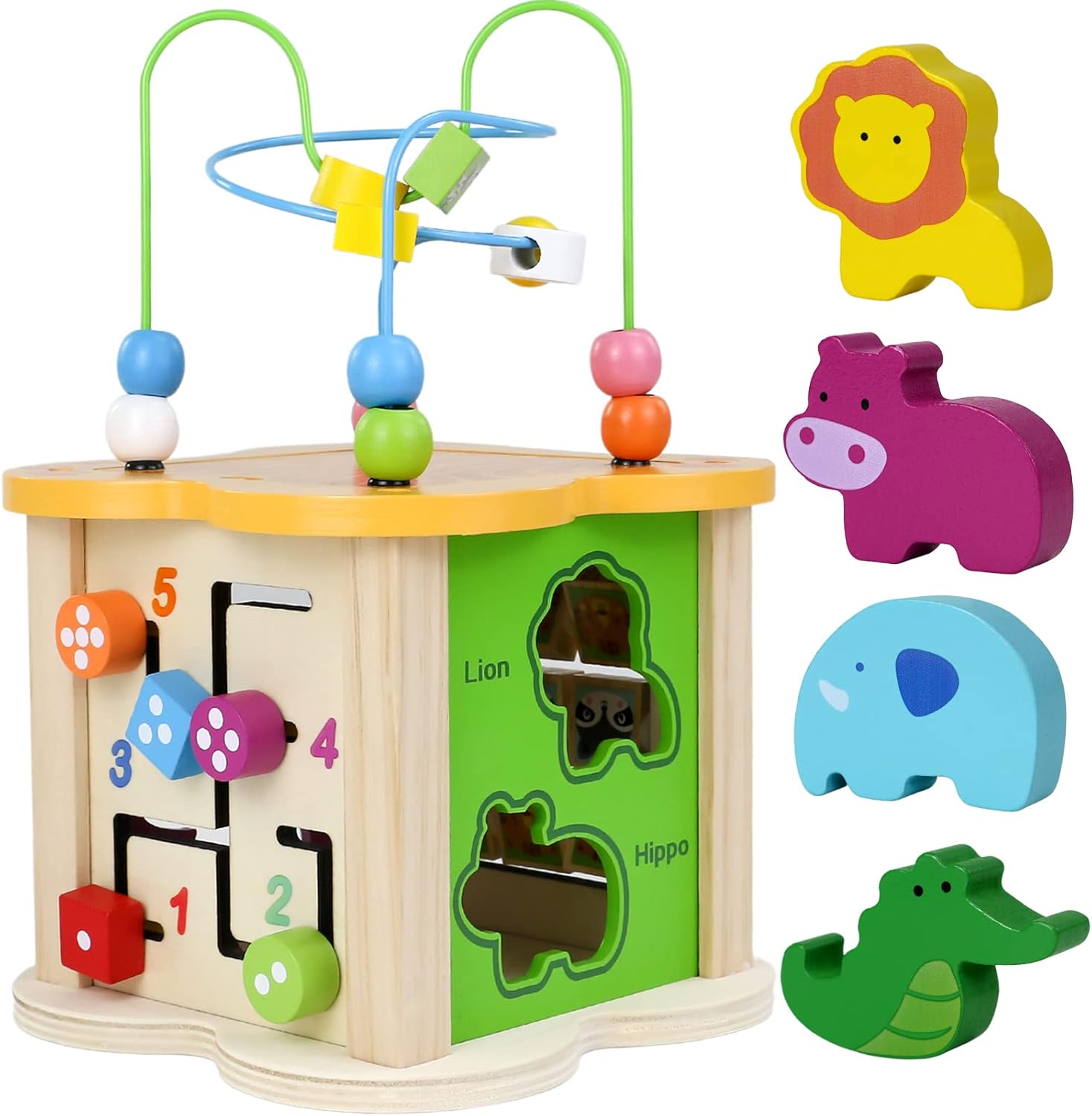 Cubo Actividades Bebe Juguetes Niños 1 año 5 En 1 Juguetes Bebes 6-12 Meses Juguetes Montessori 1 Años Con Laberintos Juguete Bebe Cubos Madera Para Regalo Bebe 1 Año y Regalo Niño Niña 2 Años