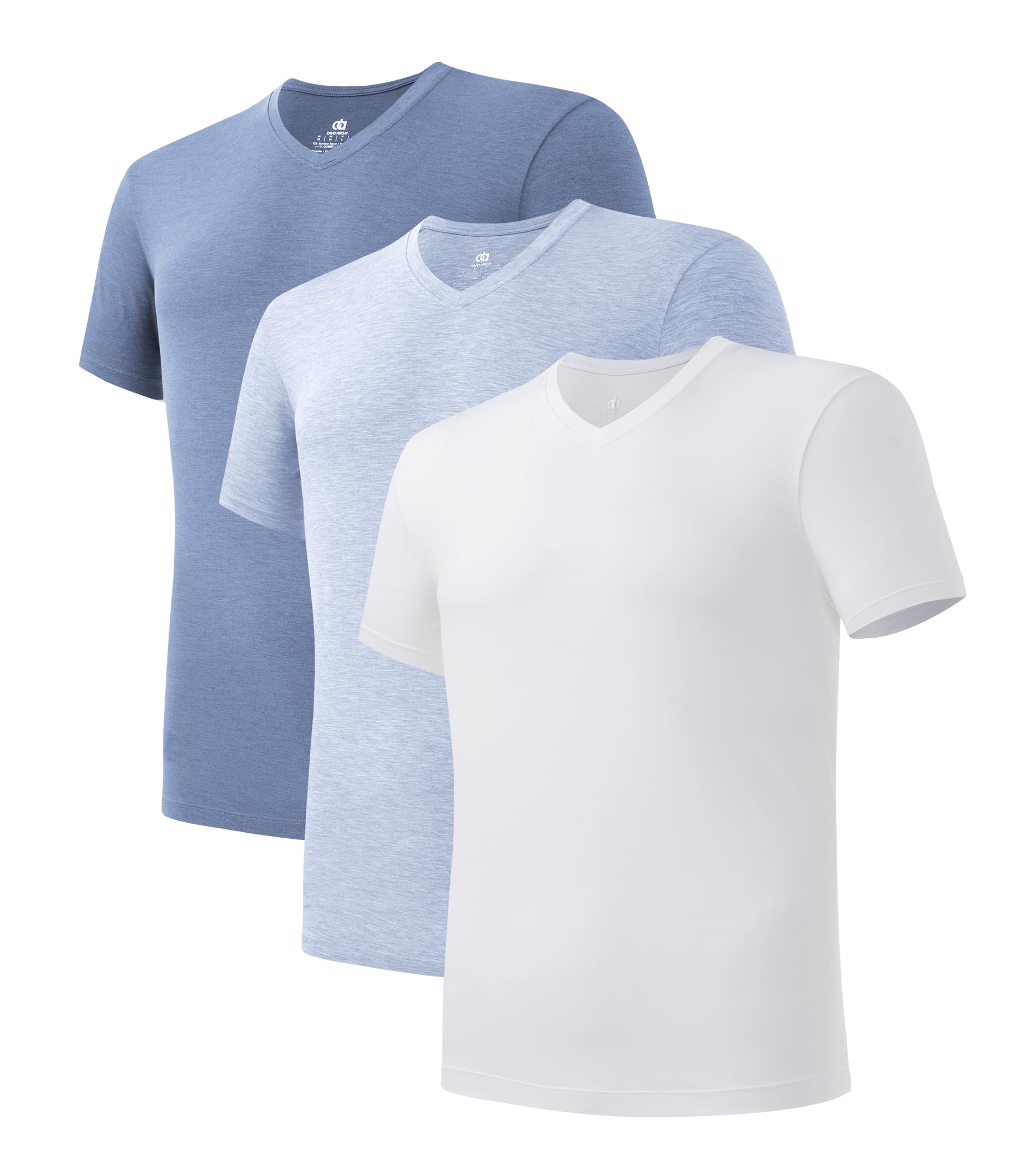 DAVID ARCHY Men's Undershirt Bamboo Rayon Moisture-Wicking V-Neck T-Shirts Stretch Tees for Men, 3 or 5 Pack