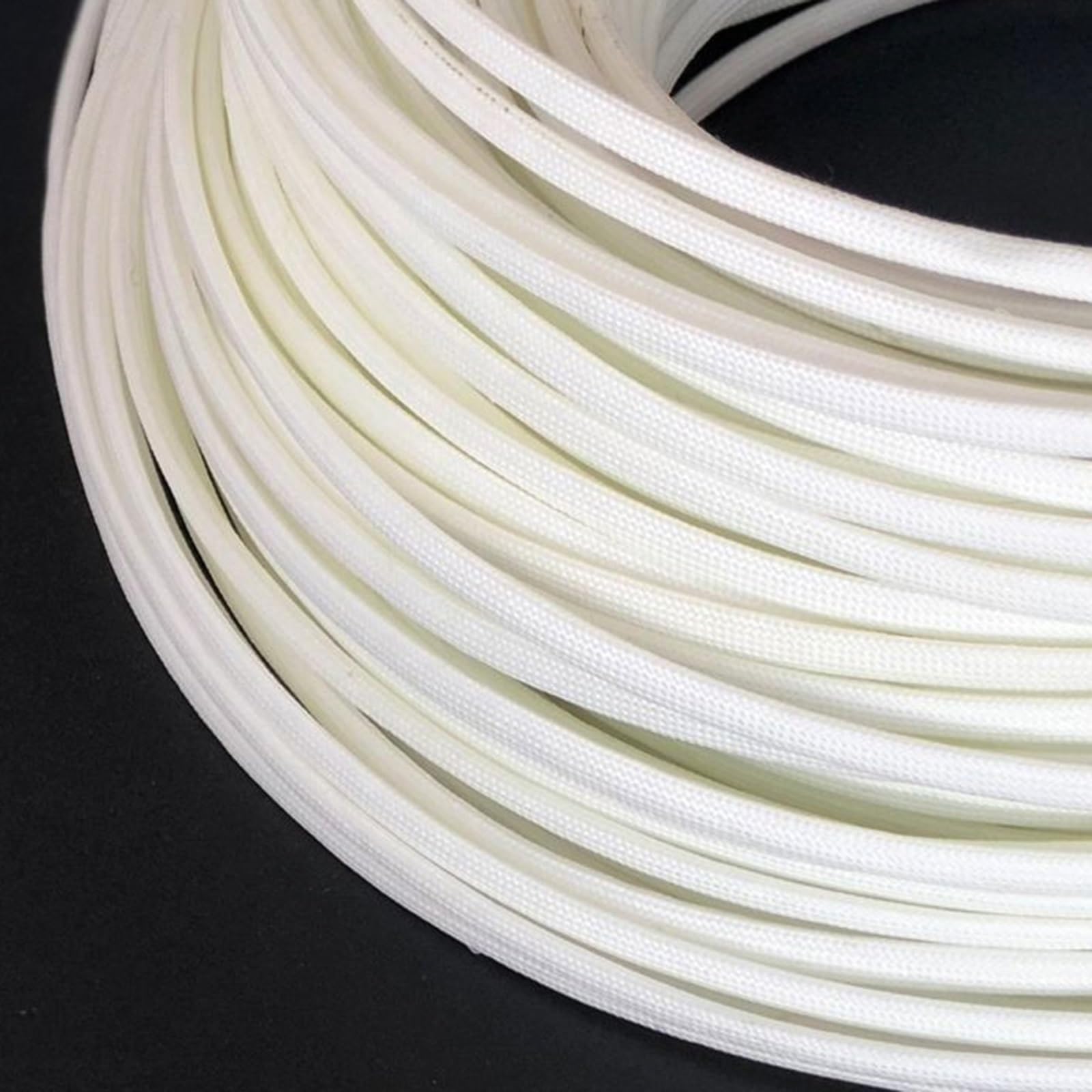 Manga de fibra de vidrio trenzada de 5M, manga de escudo térmico de fibra de vidrio blanco, vaina trenzada aislante, tubo de fibra de vidrio de alta temperatura de 600 grados, funda de fibra de vidrio
