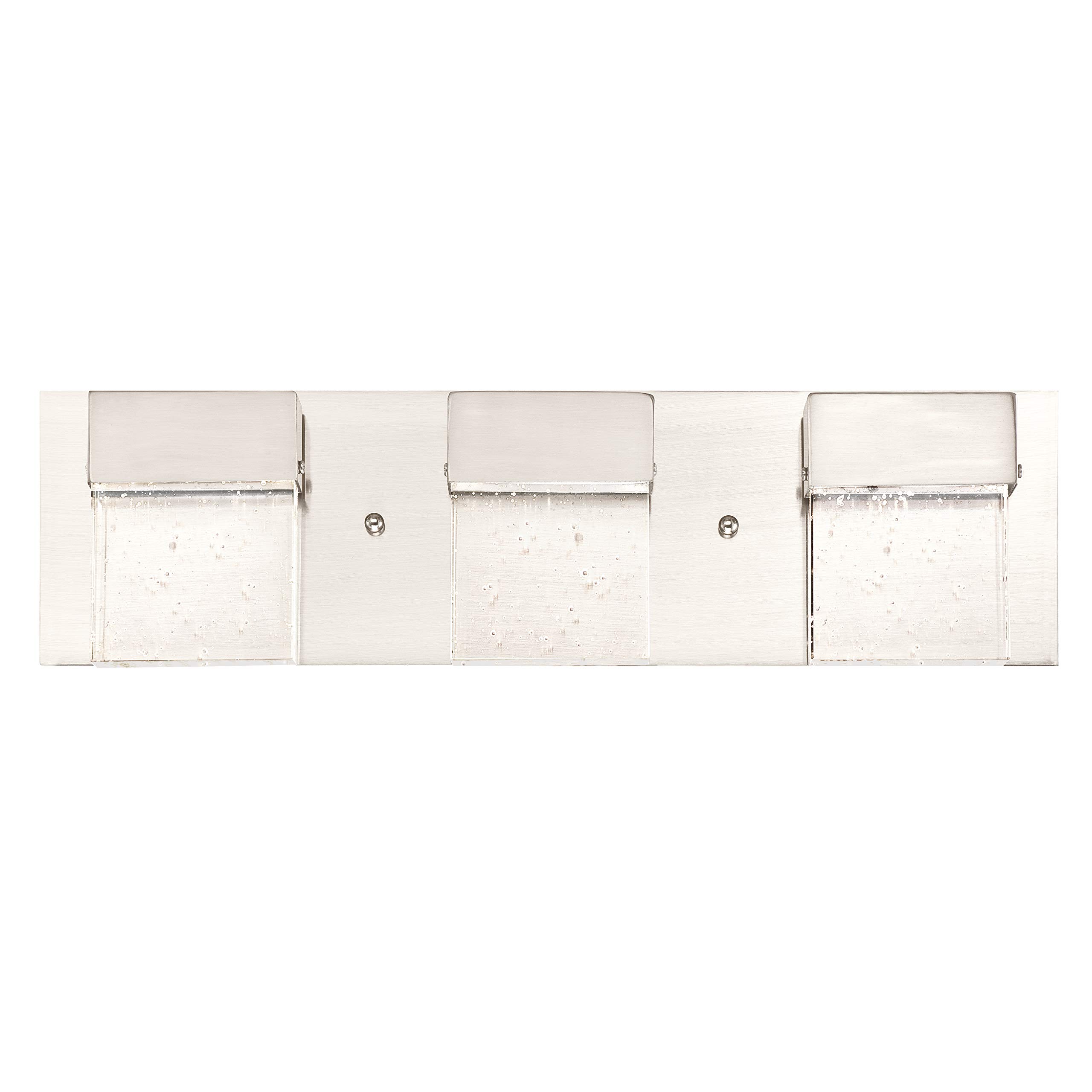 Westinghouse Lighting 63299 Cava II Three-Light, 21 Watt LED Indoor Wall Fixture, Brushed Nickel Finish with Bubble Glass