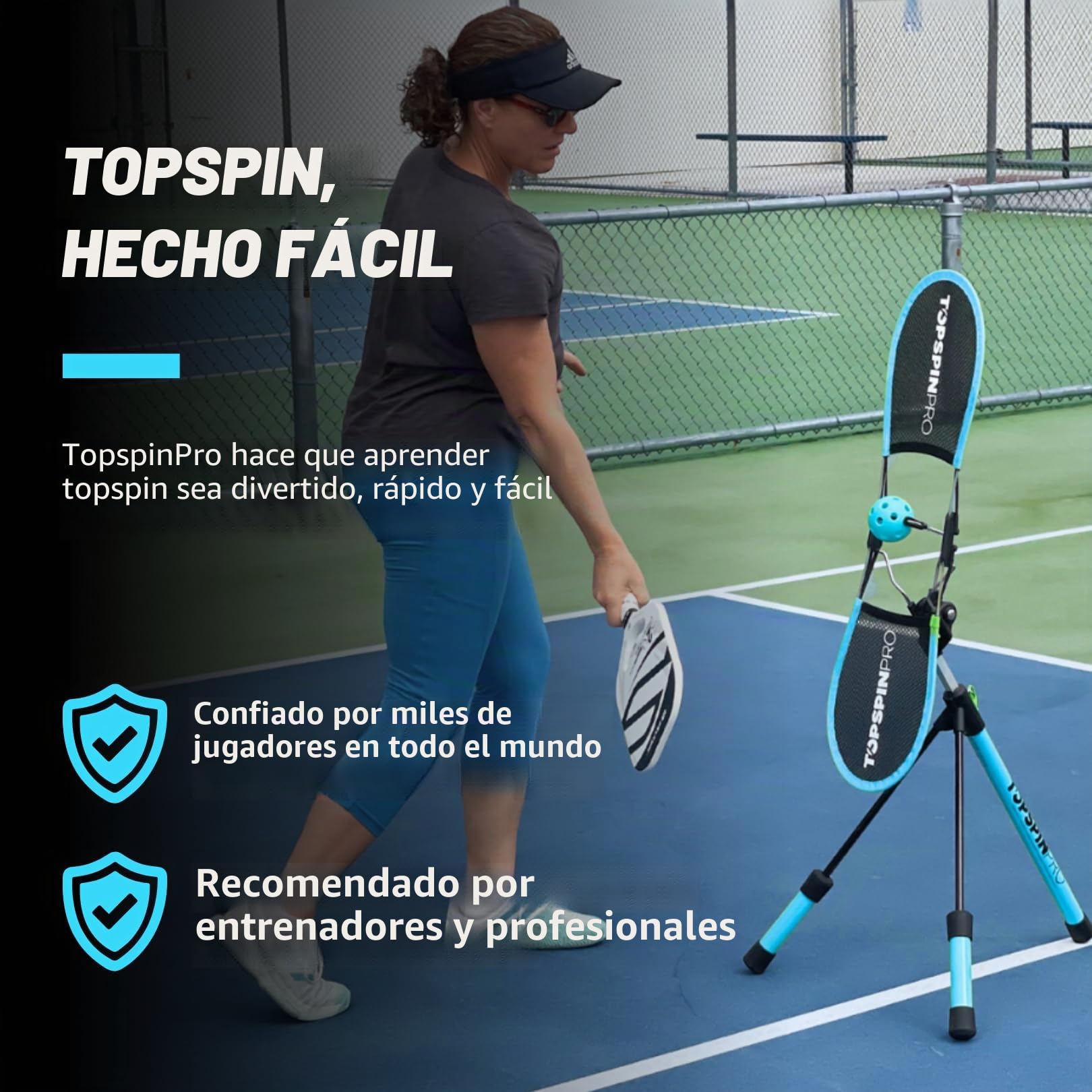 TopspinPro Para Pickleball | Ayuda de Entrenamiento Topspin para Servicio Vicioso y Golpes de Fondo Potentes | Entrenador de Pickleball