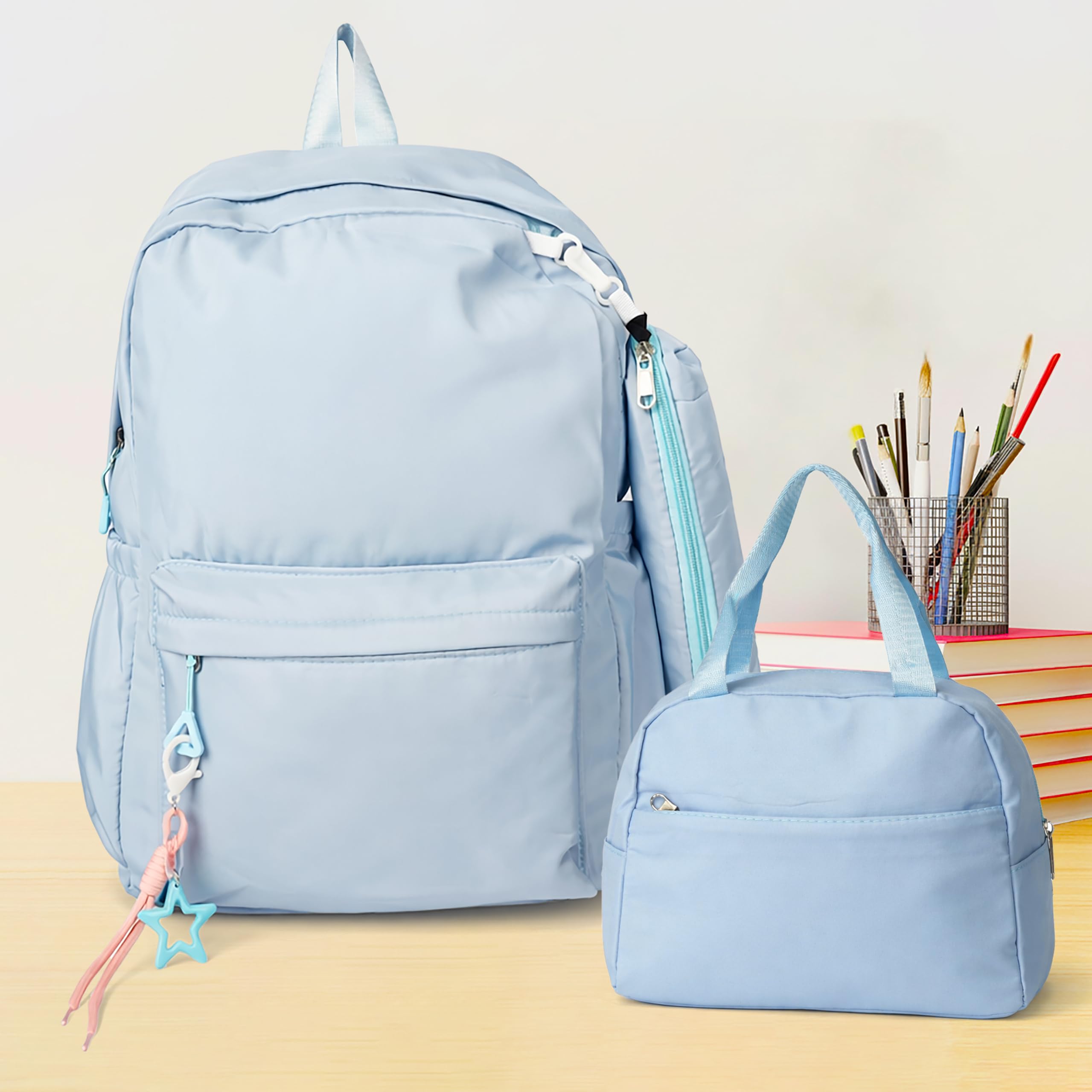 VGRASSP 3 Pcs Kids School Backpack Set with Lunch Bag and Pencil Pouch - Lightweight Bag for Boys and Girls with Spacious Zipper Compartments - Ice Blue-picture-49