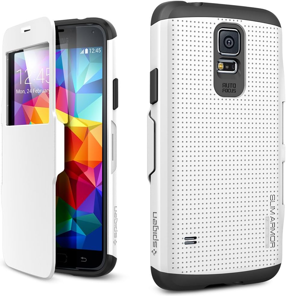 Spigen Slim Armor View Designed for Samsung Galaxy S5 Case (2014) - View Smooth White