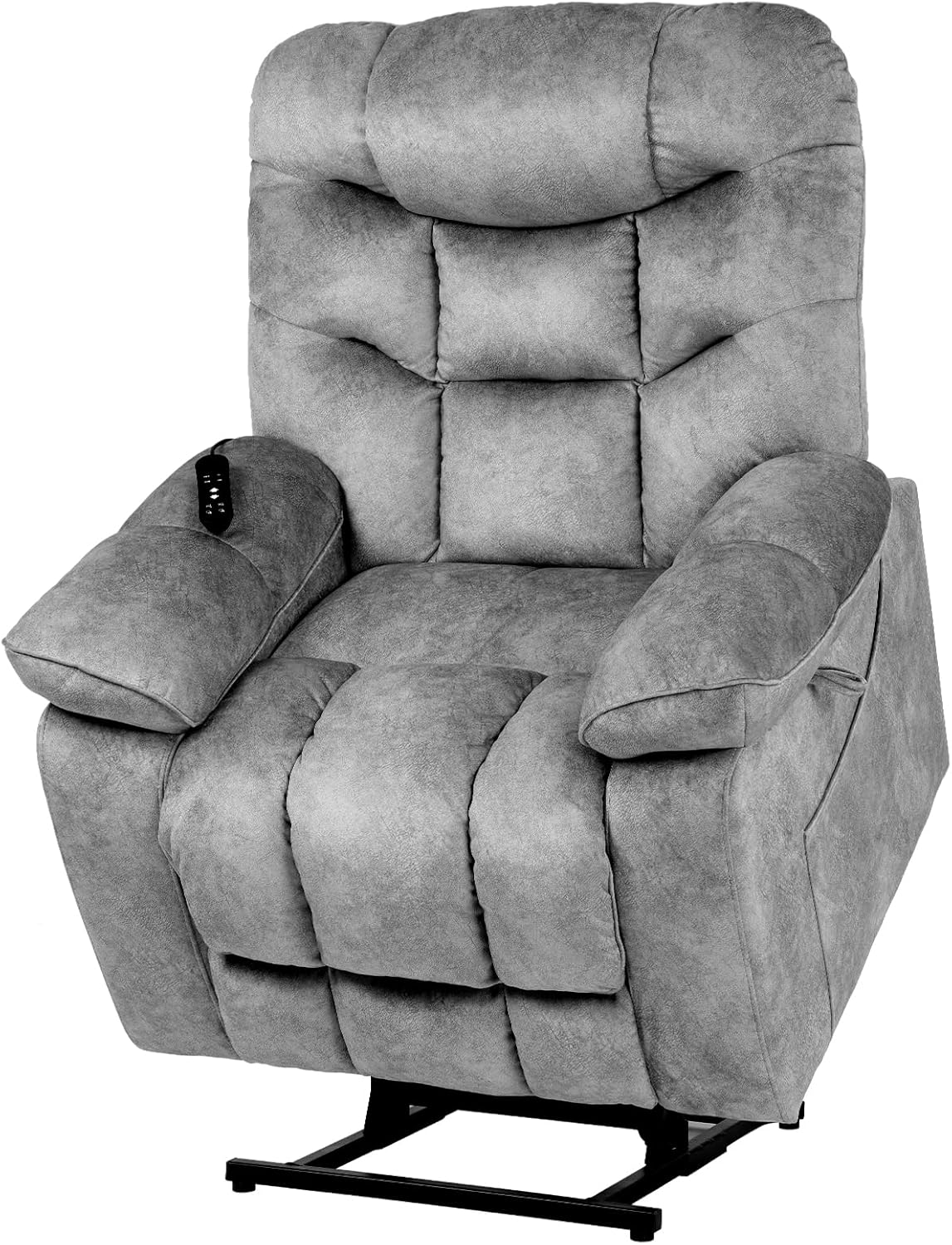 EONIX Large Lay Flat Power Lift Recliner Chair for Elderly with Heat and Massage, 400lbs Dual Motor Electirc Lift Chair with Extended Footrest, SLRY007062, Grey Large Grey