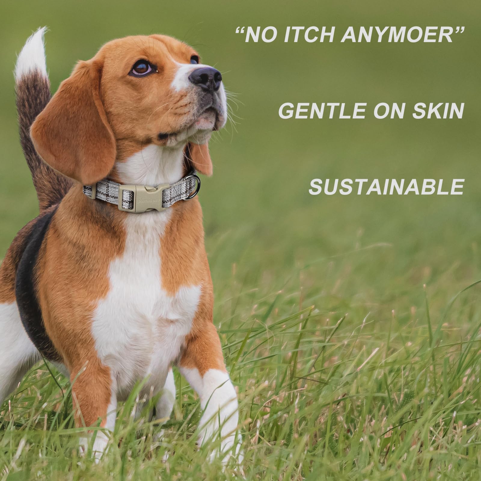 Plutus Pet Cotton Hemp Dog Collar and Leash Set, Adjustable Collar for Small, Medium, and Large Dogs, Heavy Duty and Soft on Skin, Gray Plaid, S