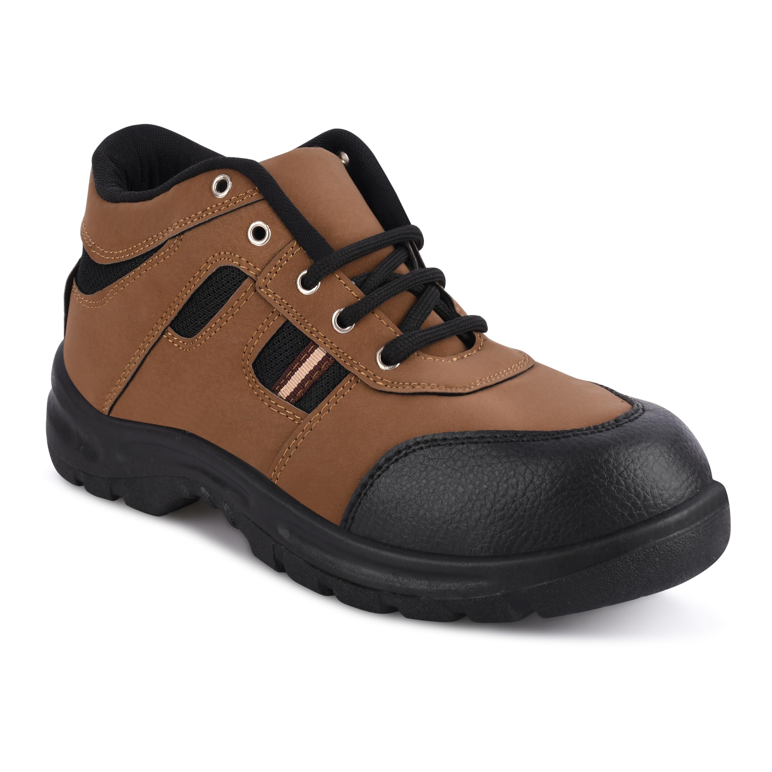 elecant Lace-up Steel Toe Safety Shoes for Construction, Factory and Industrial Work||Black Safety Shoes for Men (Brown)-picture-30