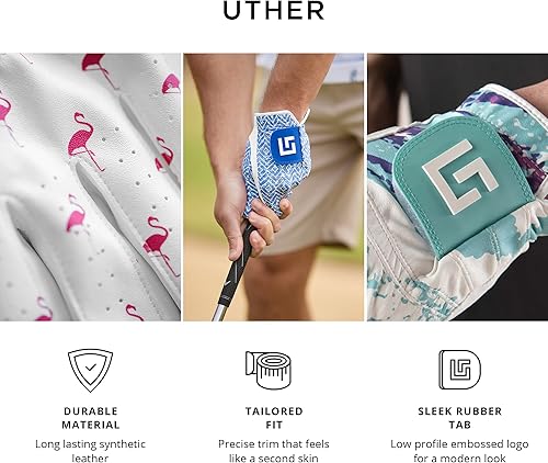 Miniatura 2 de Uther Womens Dura Golf Glove  Durable, Comfortable, Tailored Fit with Zip Pouch