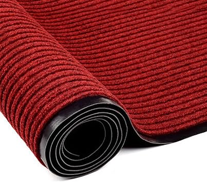 WLWLEO Commercial Entrance Floor Mat 3x10 Non Slip Door Mat Stripes Carpet with PVC Backing Hotel Office Restaurant Mall Hallway Walkway Staircase Corridor Entryway Runner Rug,Burgundy,0.93M/310FT