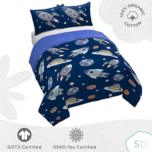 Miniatura 4 de Saturday Park Bluey and Bingo Rainbow Clouds - Juego de funda de edredón y funda de almohada, 2 piezas, 100% algodón orgánico, certificado GOTS y