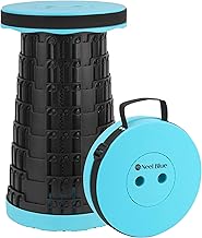 WedDecor Collapsible Telescopic Folding Stool, Heavy-Duty Portable Seat with Max Load 440lb, Adjustable, Lightweight Pop-Up Travel Stool for Camping, Hiking, Garden, BBQ & Home Use - Light Blue