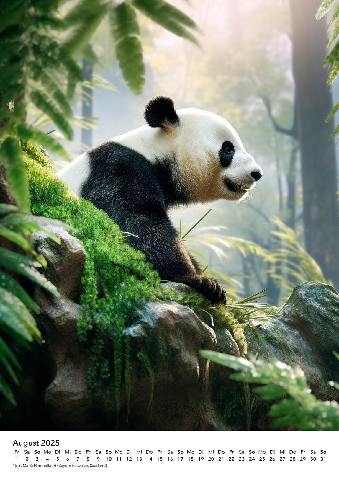 Edition Seidel Premium kalender met focus grote panda 2025, formaat DIN A3, wandkalender, dierenkalender, China, panda, panda, beer, zoogdier, bergen, bamboe, bos, melanie viola