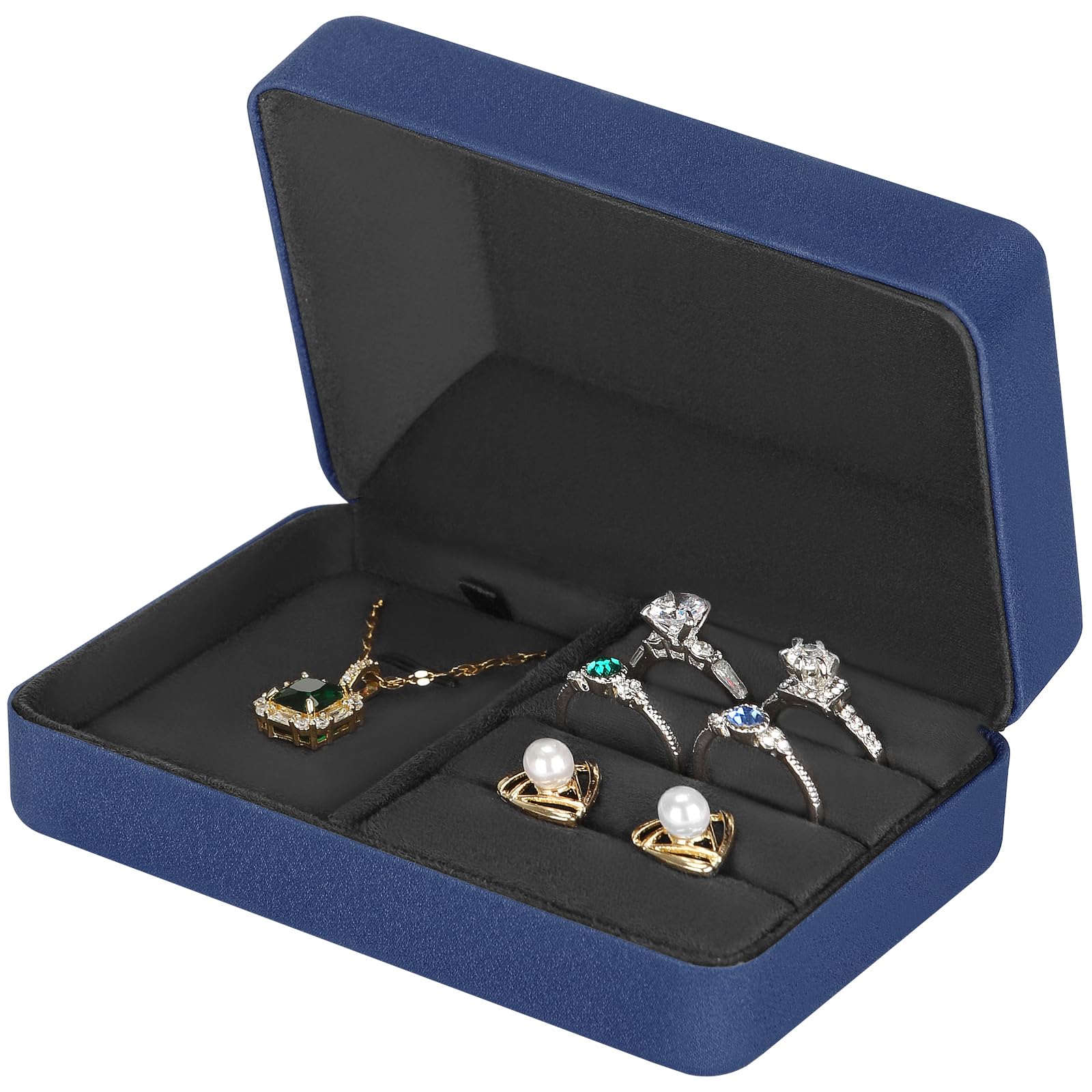 MWTSYSQ Velvet Ring Storage Box Jewelry Set Box Velvet Gift Box for Bracelet Necklace Pendant Earrings Ring Small Travel Jewelry Storage Case (Black)