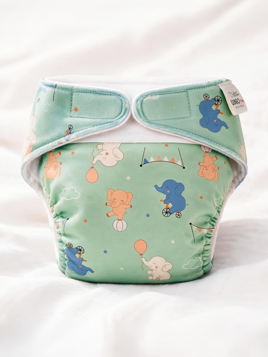 SuperBottoms UNO Luxe Cloth Diaper with Velcro Closure & DryFeel magic Pad + Booster Pad | For Babies 3M-3Y | Reusable Washable Cloth Diaper