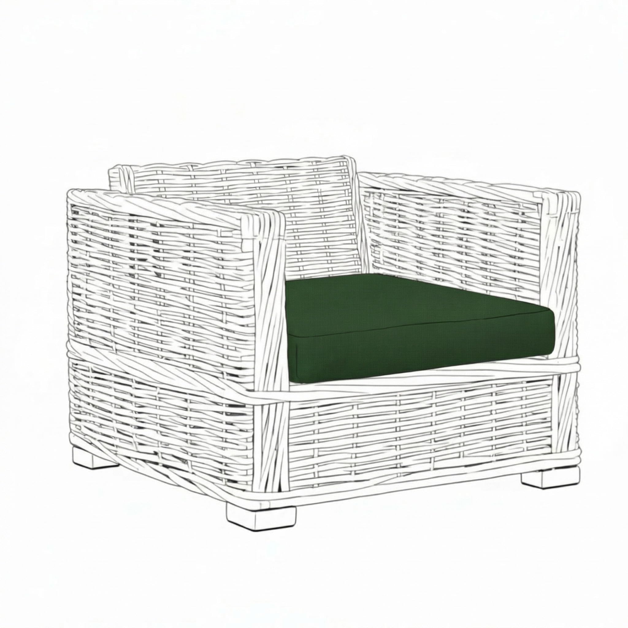 Kosiproducts Replacement Rattan Seat Pads Water Resistant for Outdoor Patio Garden Seating [Bottle Green, Seat Only 58x52x6]
