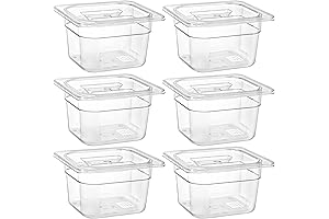 Bekith 6 Pack 1/6 Clear Poly Food Pans with Lids