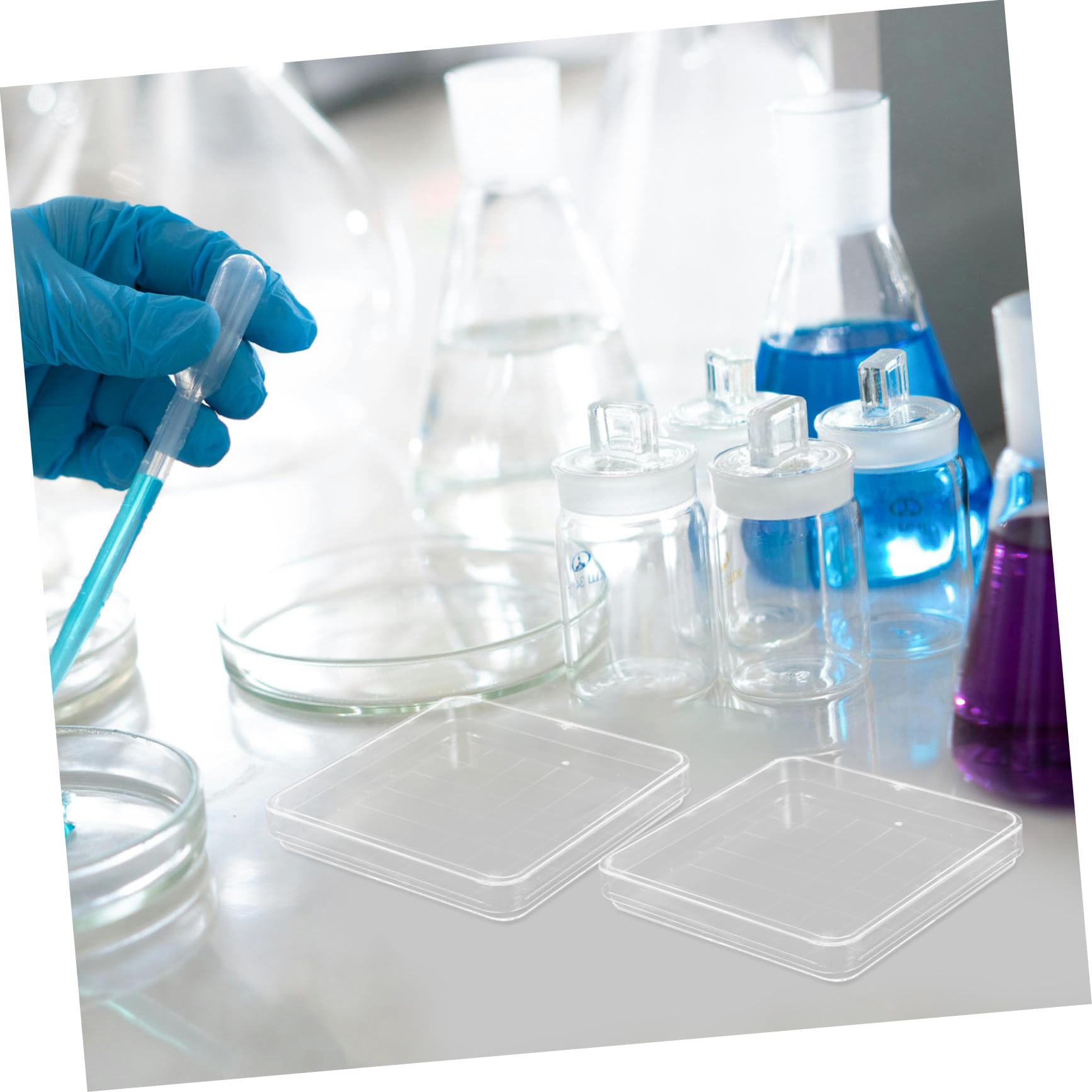 ULTECHNOVO Boite Petri 10cm Carrée en Ps avec Couvercles Sécurisés, Lot de 10 Pièces, pour Université et École, Résultats Précis en Microbiologie et Biologie