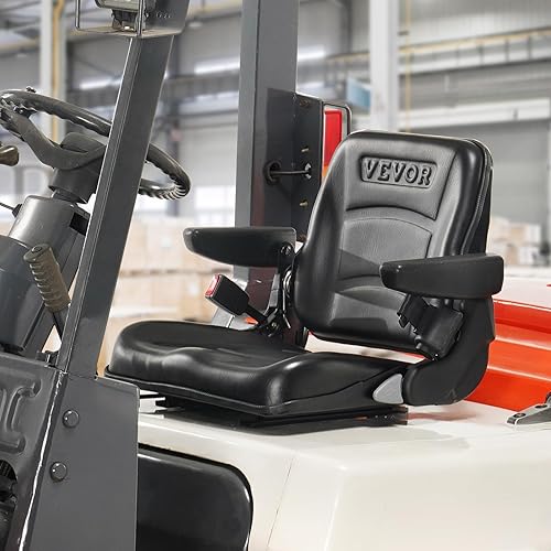 Vista 18 de VEVOR Asiento universal de carretilla elevadora, asiento de tractor plegable con respaldo de ángulo ajustable y micro interruptor, 6.3-13.4