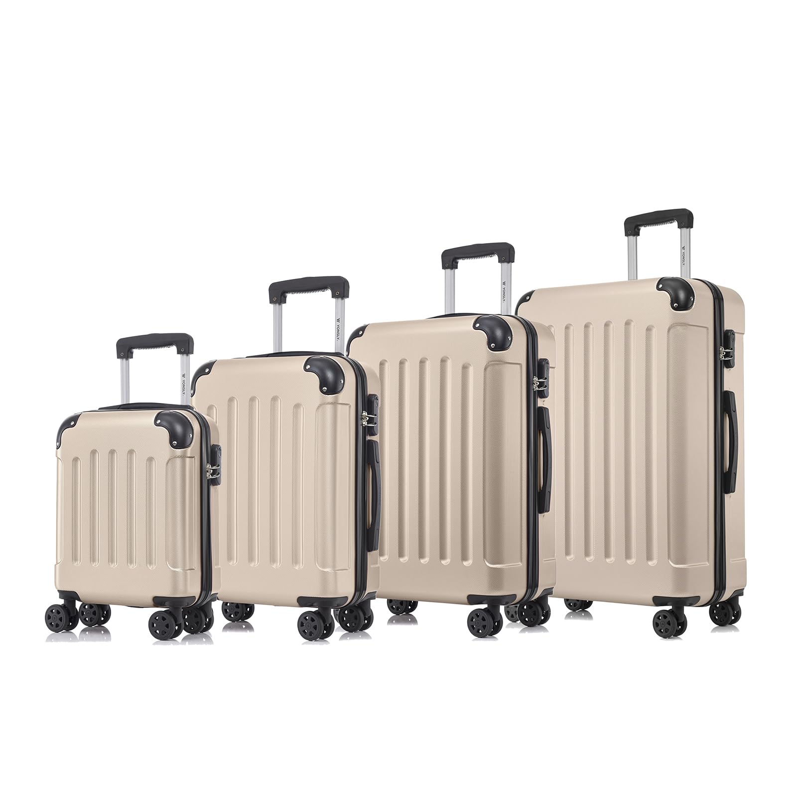 yonsly Koffer Suitcase Set, Trolley Reisekoffer, Rollkoffer Handgepäck, Kofferset, Gepäckset mit Rollen 360°, Hartschalenreisekoffer, Zahlenschloss, Gummigriff (4er Set, S,M,L&XL, Elfenbeinweiß)