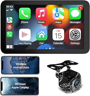 2023 Newest Upgrade 7Inch Portable Car Stereo with Wireless Apple CarPlay & Android Auto IPS Touch Screen, MirrorLink/Backup Camera/Voice Control/ Bluetooth5.0/AUX/USB/TF/FM/Airplay