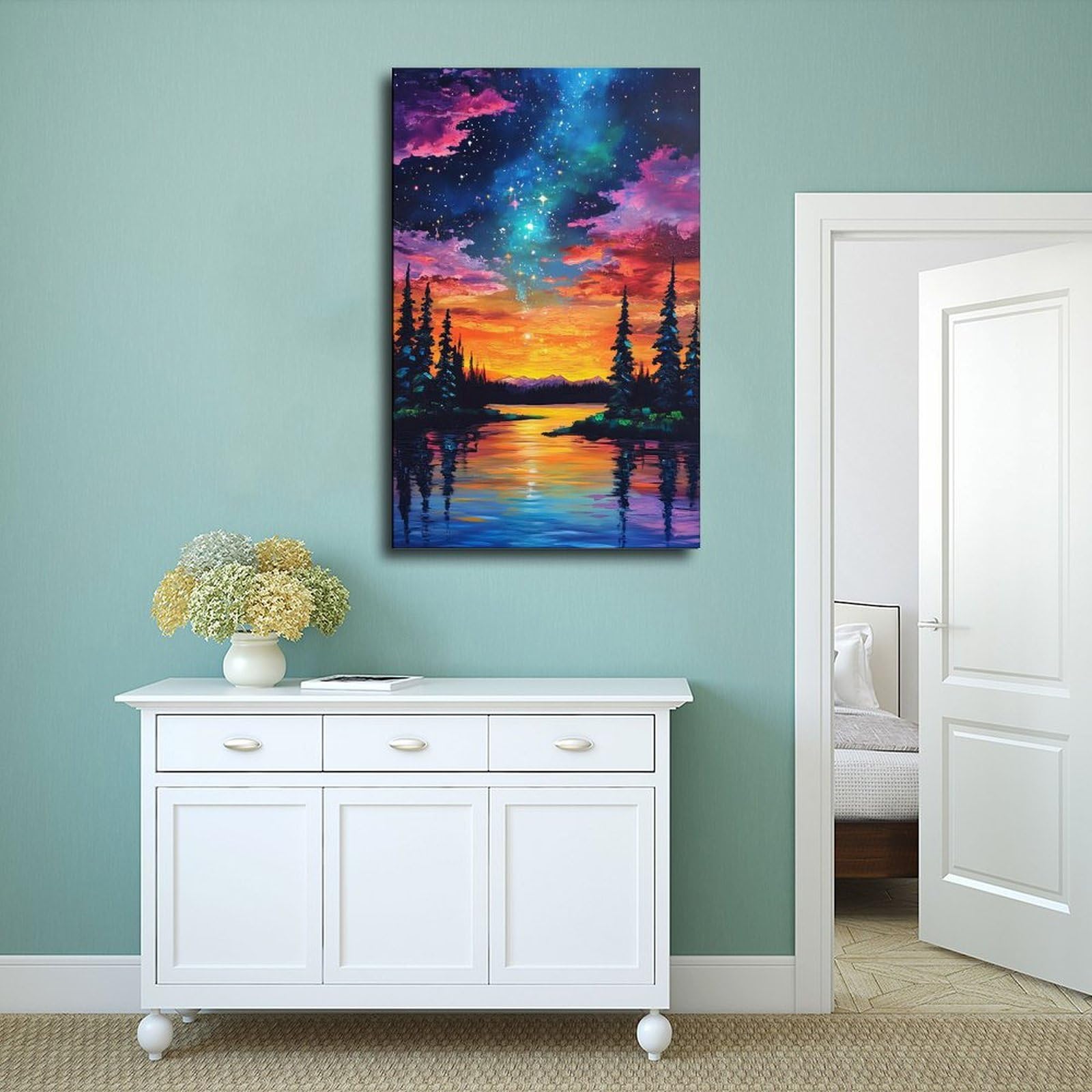 Leinwandposter "A Rotten Sunset And The Milky Way", Schlafzimmerdekoration, Landschaft, Büro, Raumdekoration, Geschenk, 50 x 75 cm