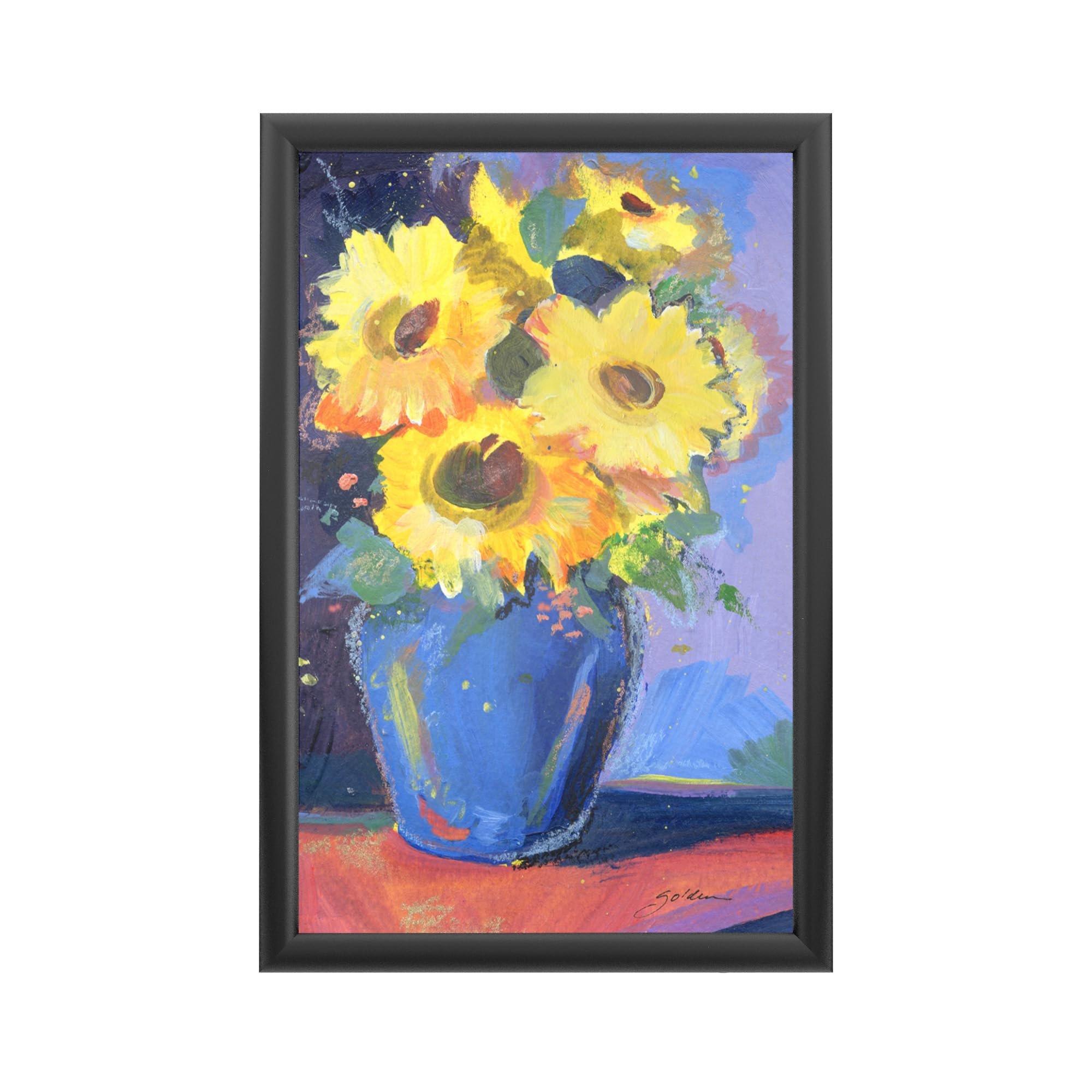 Trademark Fine Art Sheila Golden Sunflowers II Floral Bold Still Life Painting By Sheila Golden - Backlit LED