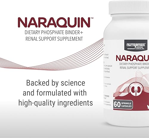 Miniatura 3 de Nutramax Laboratories NARAQUIN Carpeta de fosfato dietético + suplemento de apoyo renal para gatos y perros, 60 unidades