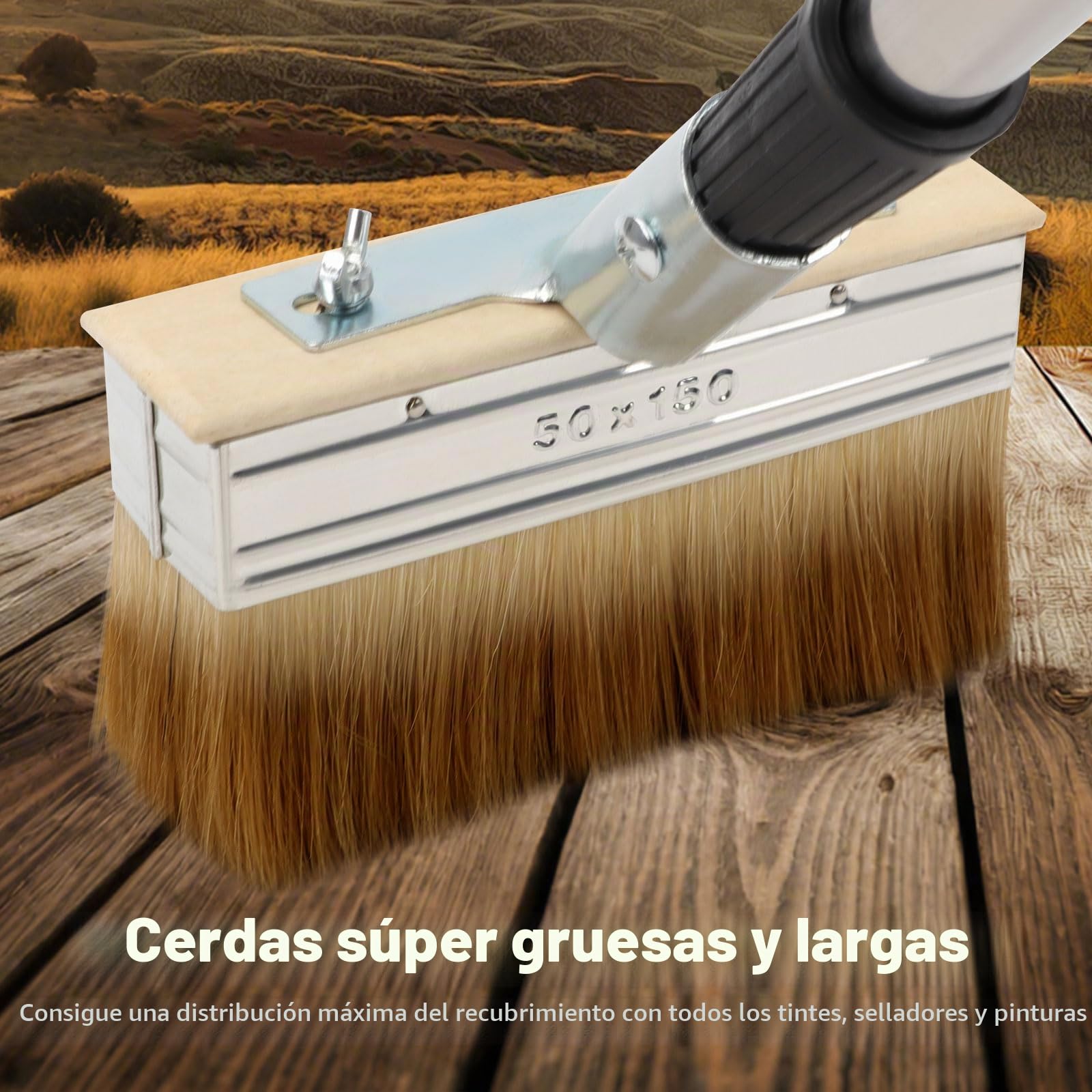 Tefola Brochas Pintura para Cubiertas con Mango Largo (158cm), Juego de 2 Pinceles de Pintura para Superficies de, Cepillo para terraza con Mango Extensible,18cm con Cerdas Gruesas para Pinturas