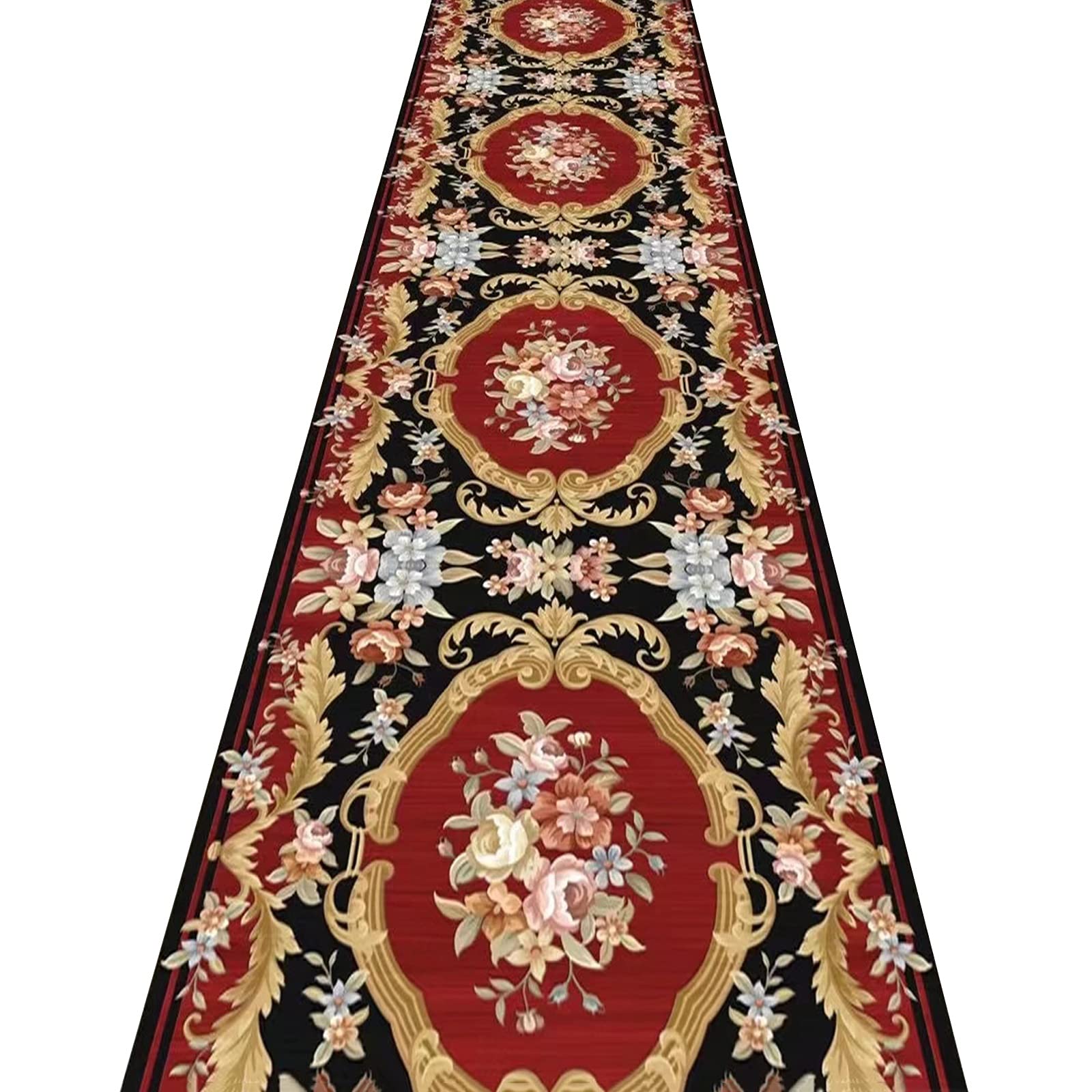 Tapis de couloir imprimé fleurs ZRUYI antidérapant pour l'allée du domicile 1.4x3m