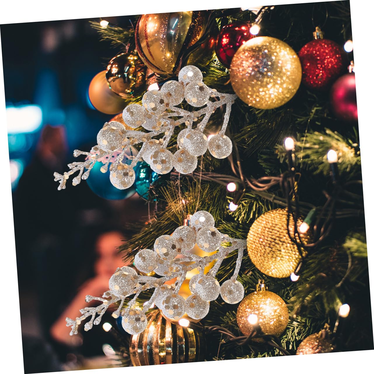 Alipis 36 Pièces Imitation De Baies De Noël Fausses Baies De Houx Arbre De Noël Artificielle Choix De Cueillette De Fleurs De Cueillette De Houx De De Mousse