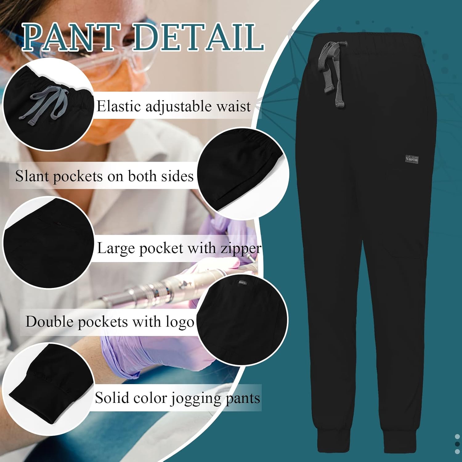 VIAOLI Scrubs for Women Set Scrub Top &Jogger Pant Workwear Clinical Modern Athletic Suit Medical Uniforms