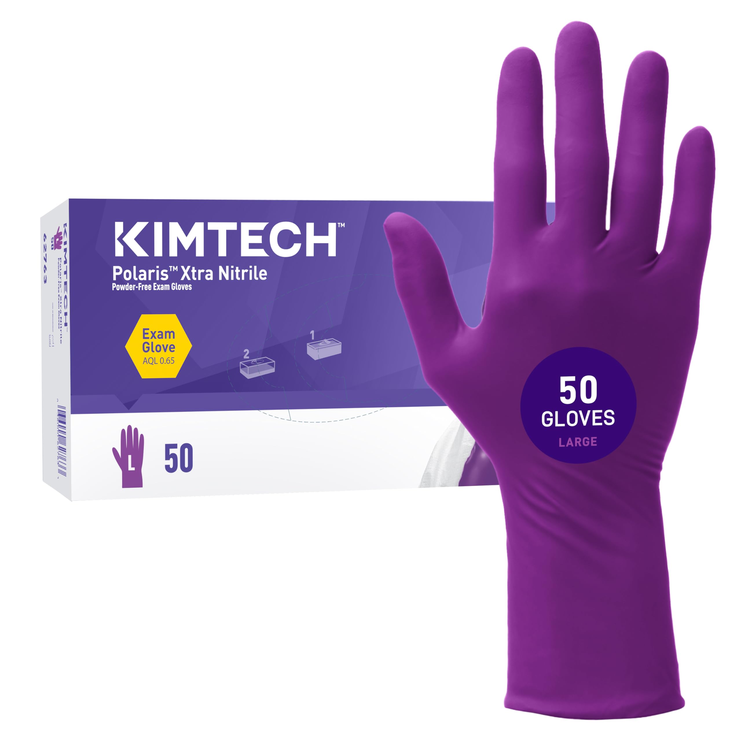 Kimtech™ Polaris™ Xtra Nitrile Exam Gloves (62763), 7.5 Mil, Ambidextrous, 12”, L, 50 Nitrile Gloves/Box