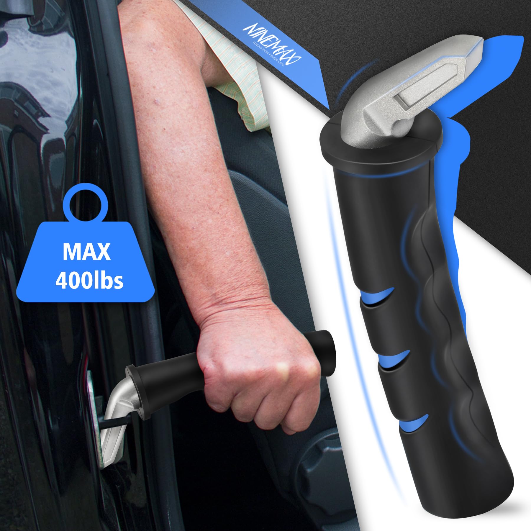 NINEMAX Maniglia Di Supporto per Auto，Maniglia per Uscire Dall Auto 1Pc,Car Assistance Handle per Anziani Disabili(Nero)