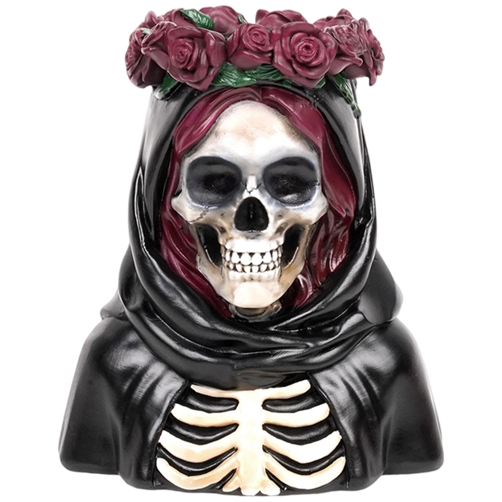 carotoe Halloween Skull Vases Resin Planter Pots with Rose for Indoor Outdoor Table Centerpieces Home Decor Skull Flower Vases