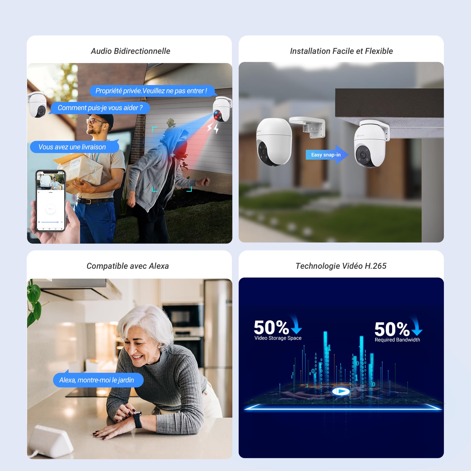 EZVIZ 2K Caméra de Surveillance Extérieur Wi-FI à 360° C8c 3MP