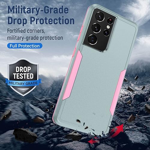 Miniatura 98 de Funda para Samsung Galaxy S21 Ultra (no para S21 Plus y S21), resistente a prueba de golpes, de grado militar, soporte de carga inalámbrica