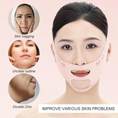 Miniatura 6 de Correa de elevación facial en V, correa de barbilla para dormir, eliminador de escultor de línea de mandíbula, ejercicio de apriete de mandíbula de