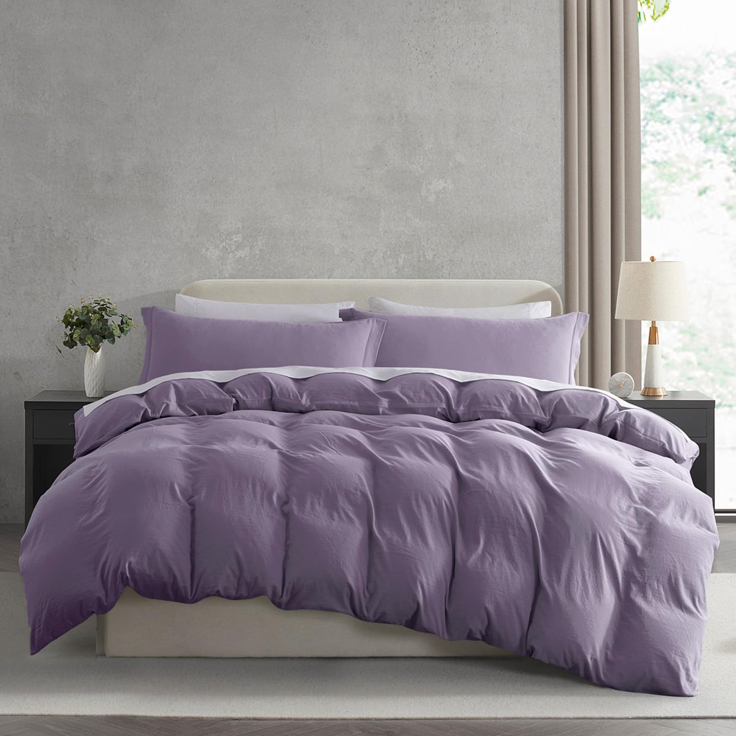 Nestl Twin Duvet Cover Set - Soft Double Brushed Grayish Purple Duvet Cover Twin/Twin XL, 2 Piece, with Zipper Closure, 1 Duvet Cover 68x90 inches and 1 Pillow Sham