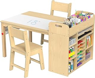 GDLF Kids Art Table and Chairs Set, Craft Desk with Large Storage and Portable Art Supply Organizer for Children Ages 8-12, 47" L x 30" W