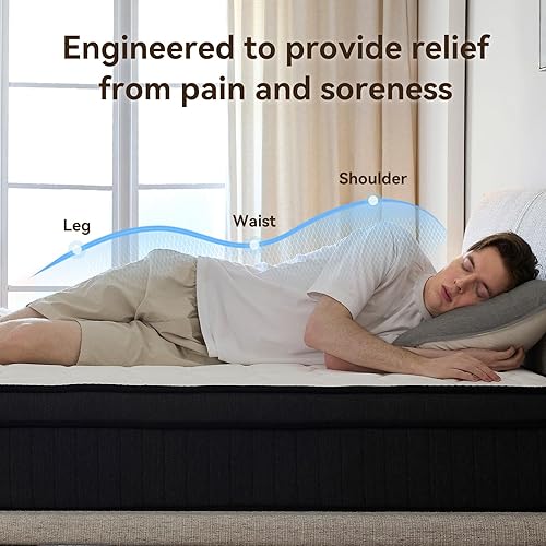 Miniatura 2 de Colchón Queen Size de 10 pulgadas, colchones híbridos de firmeza media en una caja con espuma viscoelástica, Certificado Certipur-US, alivio de