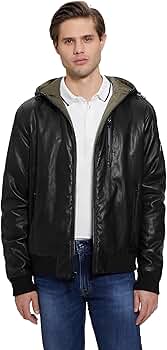 GUESS Men's Gary Hooded Zipped Jacket, Jet Black at Amazon Men's