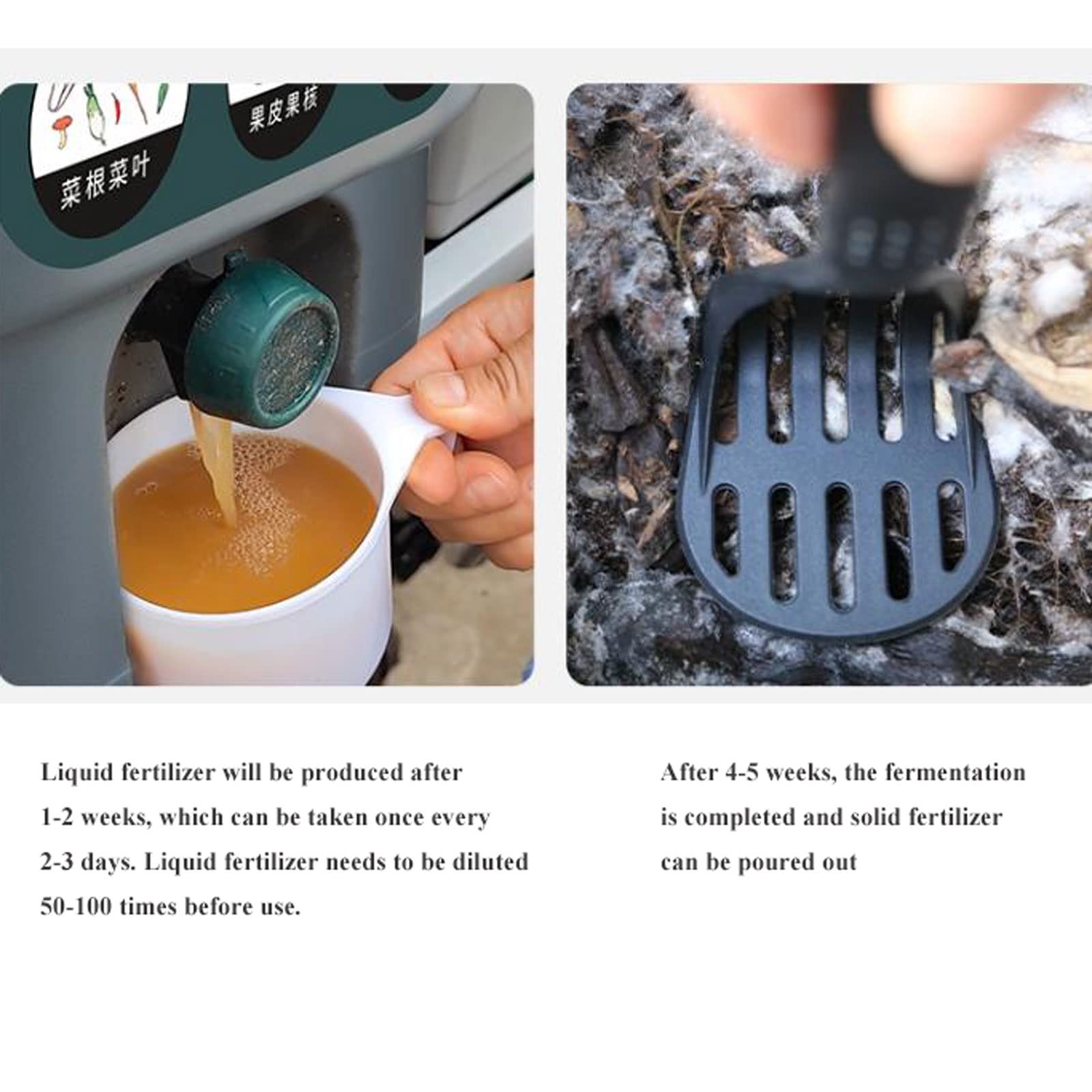 Compostador Jardín Cubo de compostaje, Cubo de compostaje de cocina de 4 galones, Cubo de compostaje de encimera interior con tapa, Cubo de compostaje 100% sin olor, con acelerador de arranque de comp