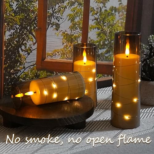 Miniatura 4 de Velas LED sin llama con temporizador, 9 velas parpadeantes sin llama para ambiente romántico y decoración del hogar, carcasa acrílica duradera, con
